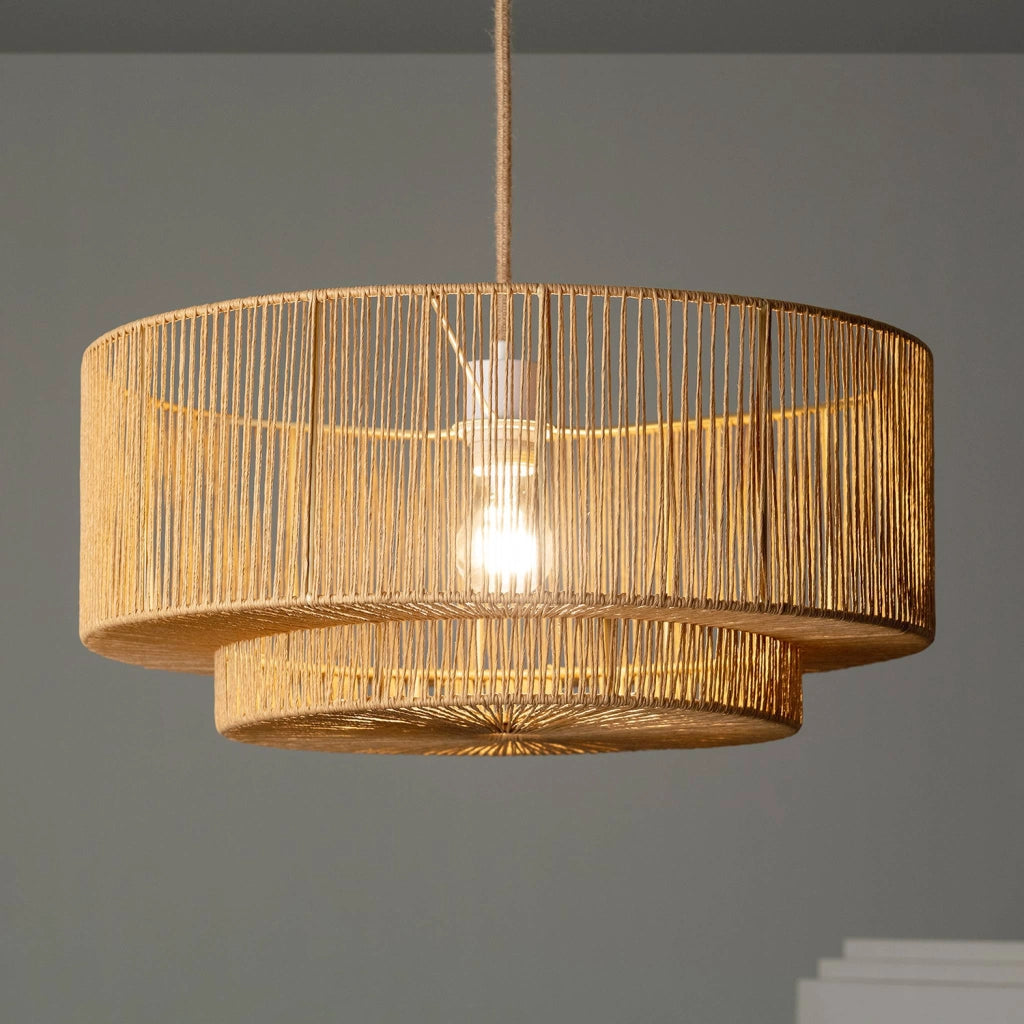 Lampada sospensione interna effetto rattan, 50cm, marrone naturale