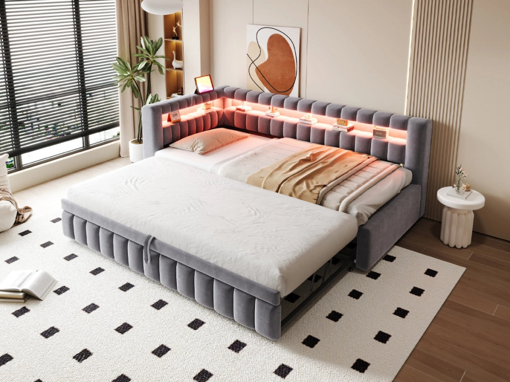 letto imbottito velluto grigio scuro 102 x 211.5 cm