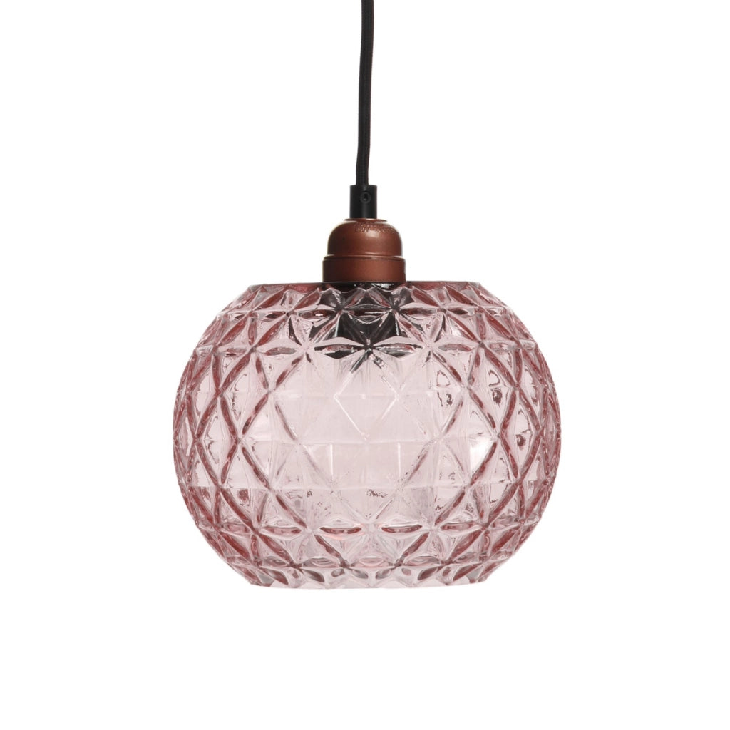 Lampada a sospensione Corvus in vetro rosa