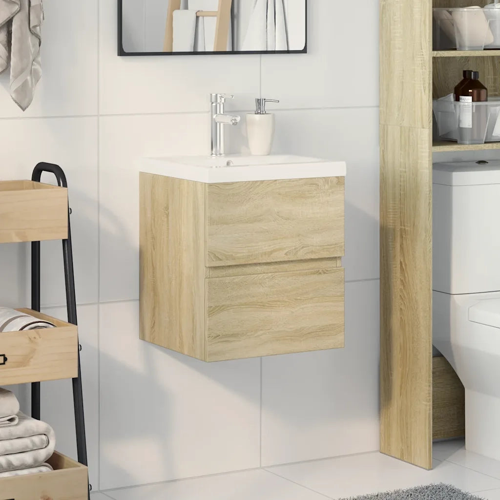 vidaXL Set Mobili da Bagno 2 pz Rovere Sonoma in Legno Multistrato