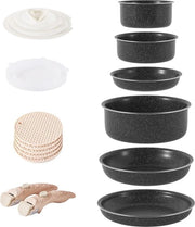 Set di Pannini Induttivi con Maniglie Ripiegate - Cottura a Contatto con Pietra Anticorrosiva - Cucina Spaziale