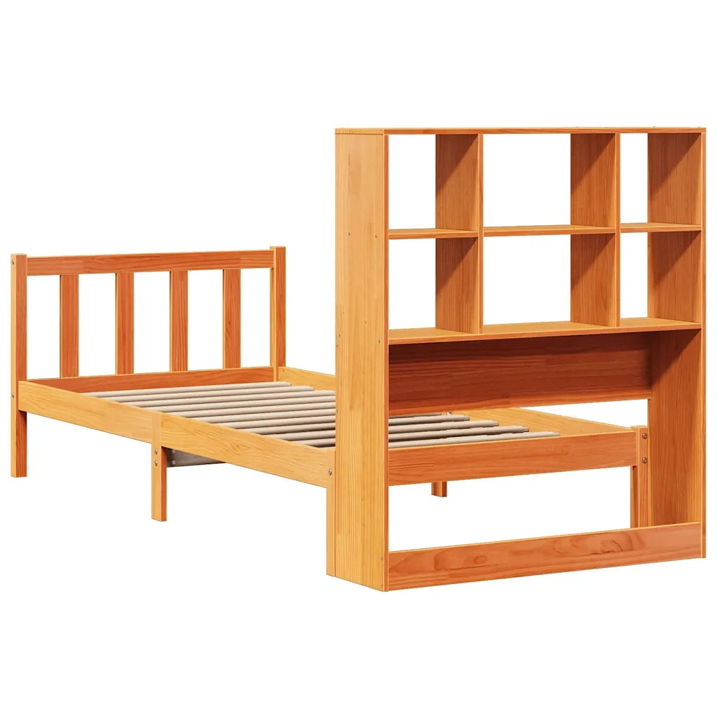 Letto Libreria senza Materasso Marrone Cera 75x190 cm in Pino 3321714