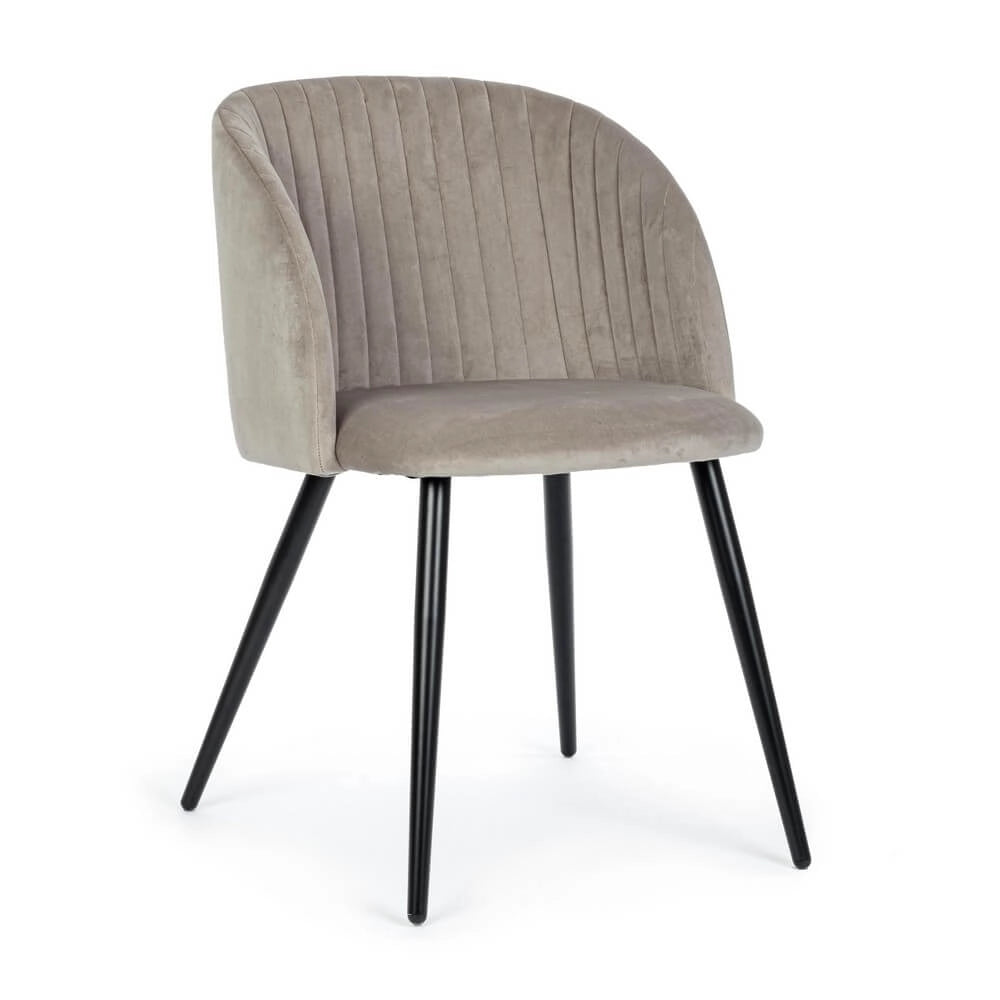 Set di 2 Sedie Imbottite in Velluto con Gambe in Acciaio - FELICIA