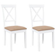 Sedie da Pranzo con Cuscini 2 pz | Sedie da cucina Bianco Legno Massello di Hevea