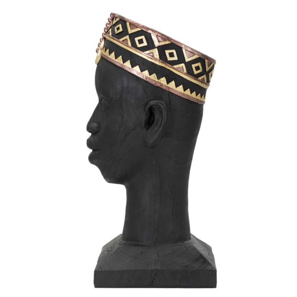 Scultura Africa 5, Nero, Poliresina, 25x25x56 cm