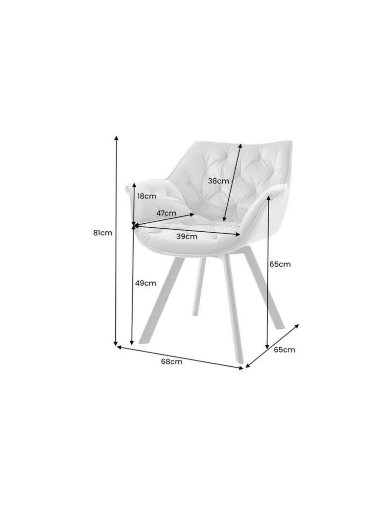 Set di 2 sedie design COMFY girevoli a 180° in velluto marrone trapuntato e piedi neri