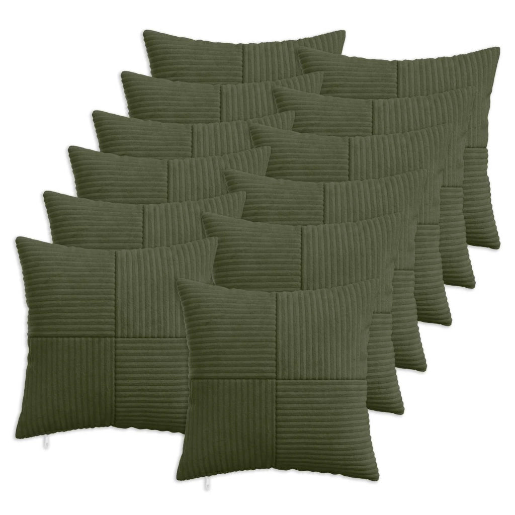 Federa 12 pcs ALMELO Verde 45 x 45 cm corduroy 914781