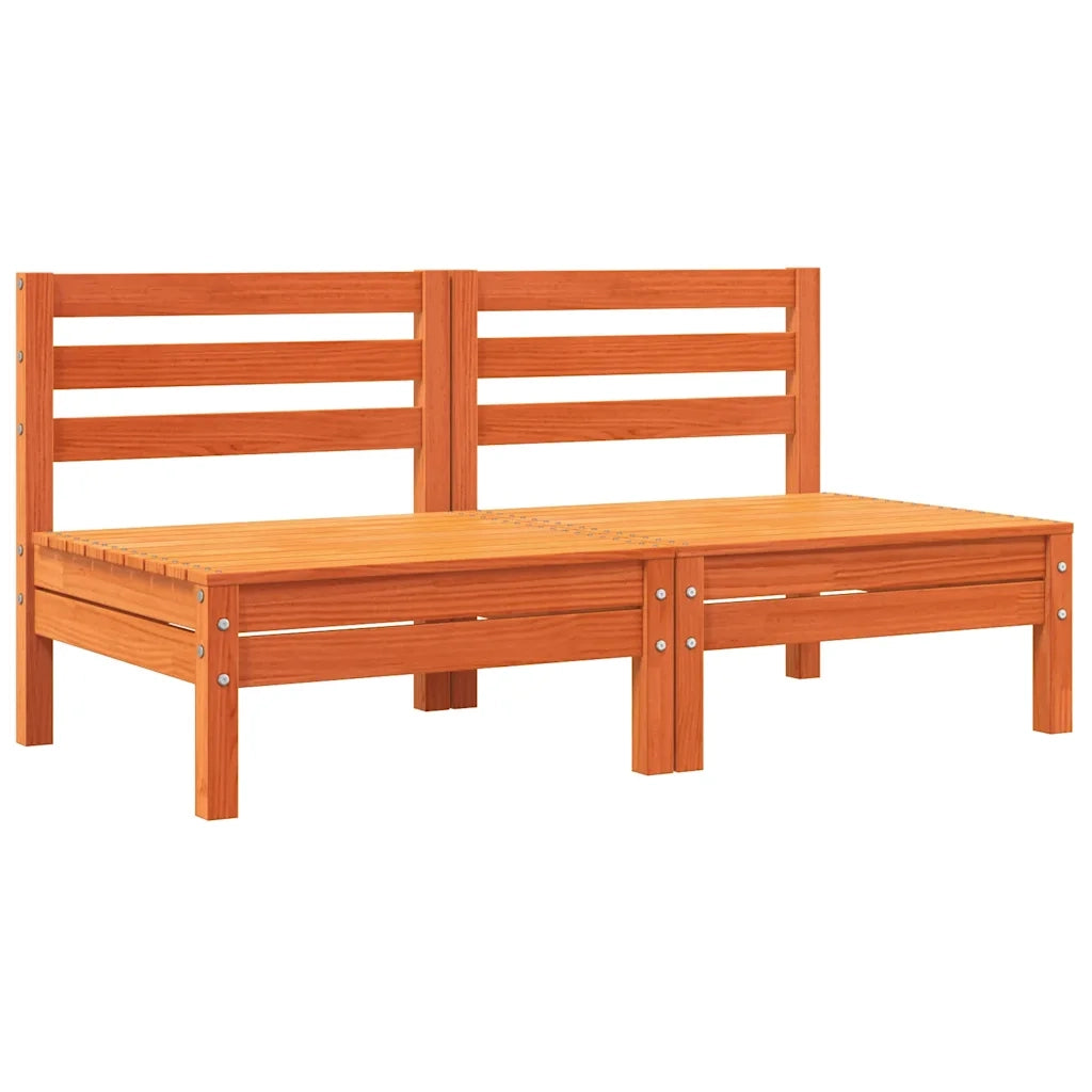 Divano Giardino Senza Braccioli Cuscini 2pz Marrone Cera Pino 838162