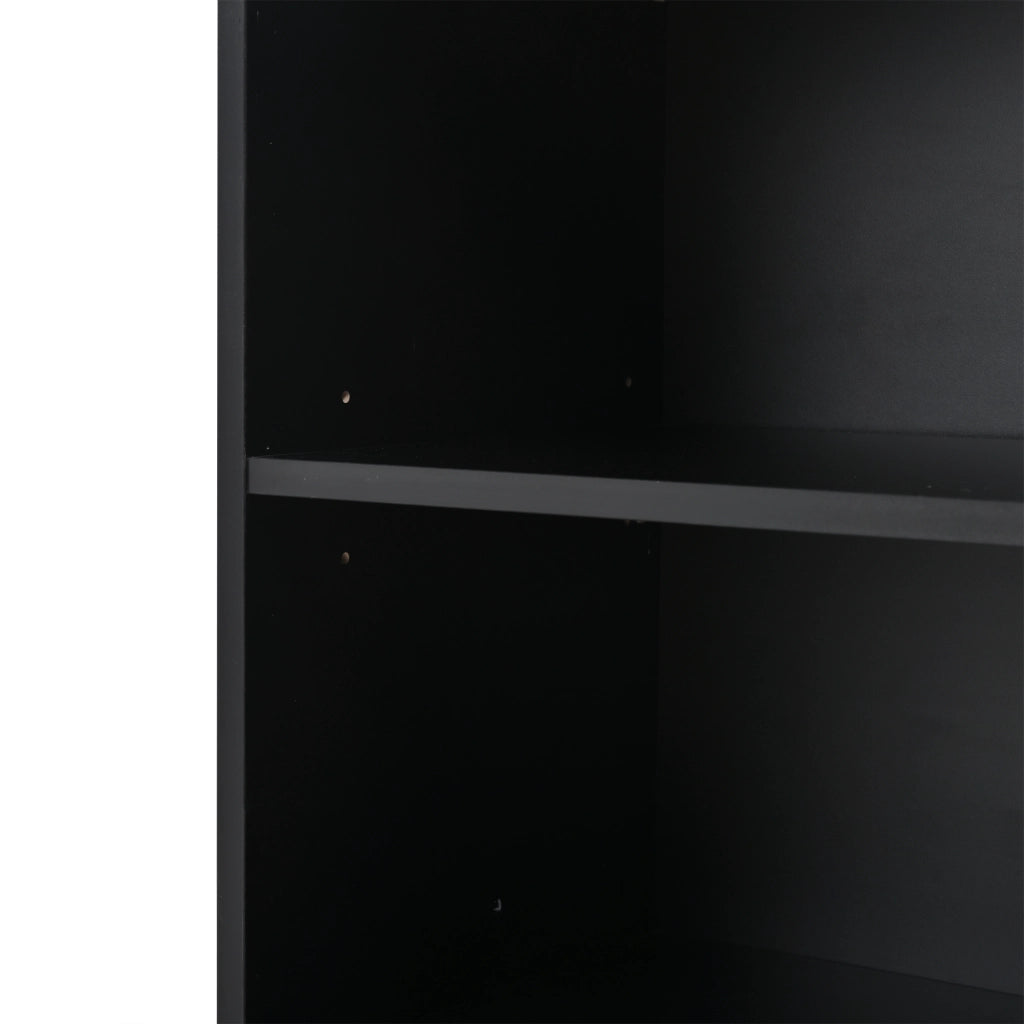 Vetrina in vetro nera con LED mobile alto 180 cm e cassetto