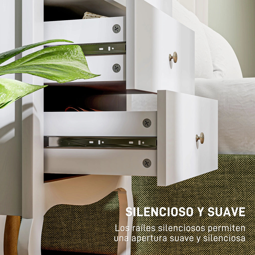 Cassettiera con 4 Cassetti ¨C Zephmum ¨C Bianco e Rovere 60x40x98,5 cm