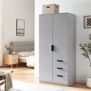Armadio Guardaroba Eiselfing con Scomparti e Cassetti 176 x 80 x 52 cm Grigio [en.casa]