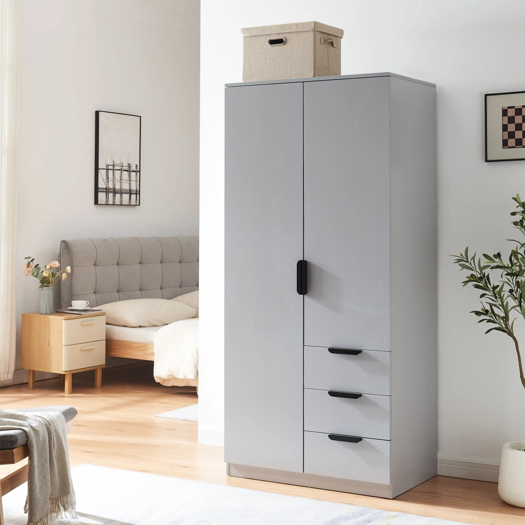 Armadio Guardaroba Eiselfing con Scomparti e Cassetti 176 x 80 x 52 cm Grigio [en.casa]
