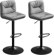 VASAGLE Set di 2 Sgabelli da Cucina, Sgabelli da Bar, Regolabili in Altezza con Rivestimento in PU, Girevole a 360°, Sedia da Bar con Schienale e Poggiapiedi, Grigio LJB094G01