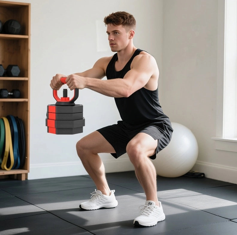 Set Pesi 4-in-1 Regolabile 25 kg per Allenamento a Casa con Manubri, Bilancieri e Kettlebell