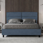 Letto matrimoniale senza rete imbottito 160x190 microfibra blu Nandy