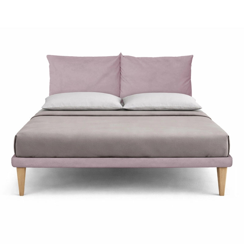 Letto imbottito Matrimoniale 160x200 cm Soft - Con rete,Glicine,Microfibra