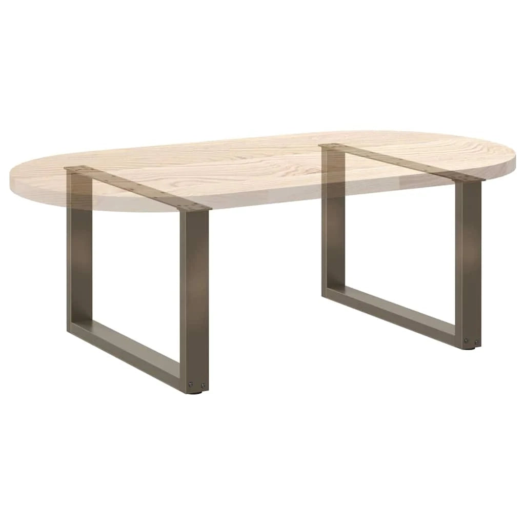 Set di 2 gambe regolabili per tavolino da caffè a forma di U 70 x 42 x 43 cm design moderno acciaio naturale 02_0057407