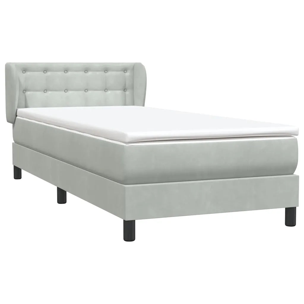 Giroletto a Molle con Materasso Grigio Chiaro 80x220 cm Velluto 3317883