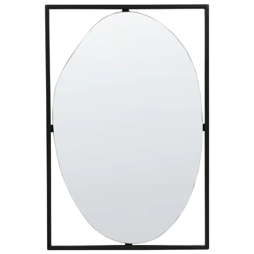 Specchio da parete in metallo nero 40 x 60 cm Specchio decorativo da parete in stile moderno da appendere
