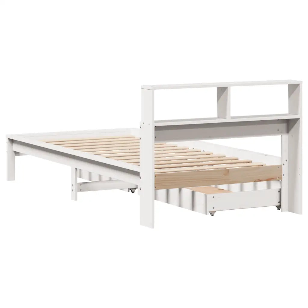 Letto Libreria senza Materasso Bianca 90x200 cm Legno di Pino