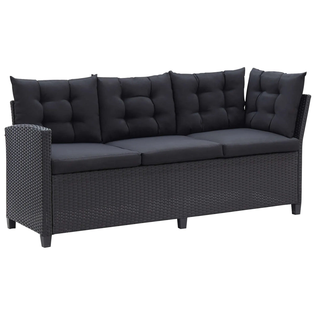Set di mobili da esterno Nero polyrattan