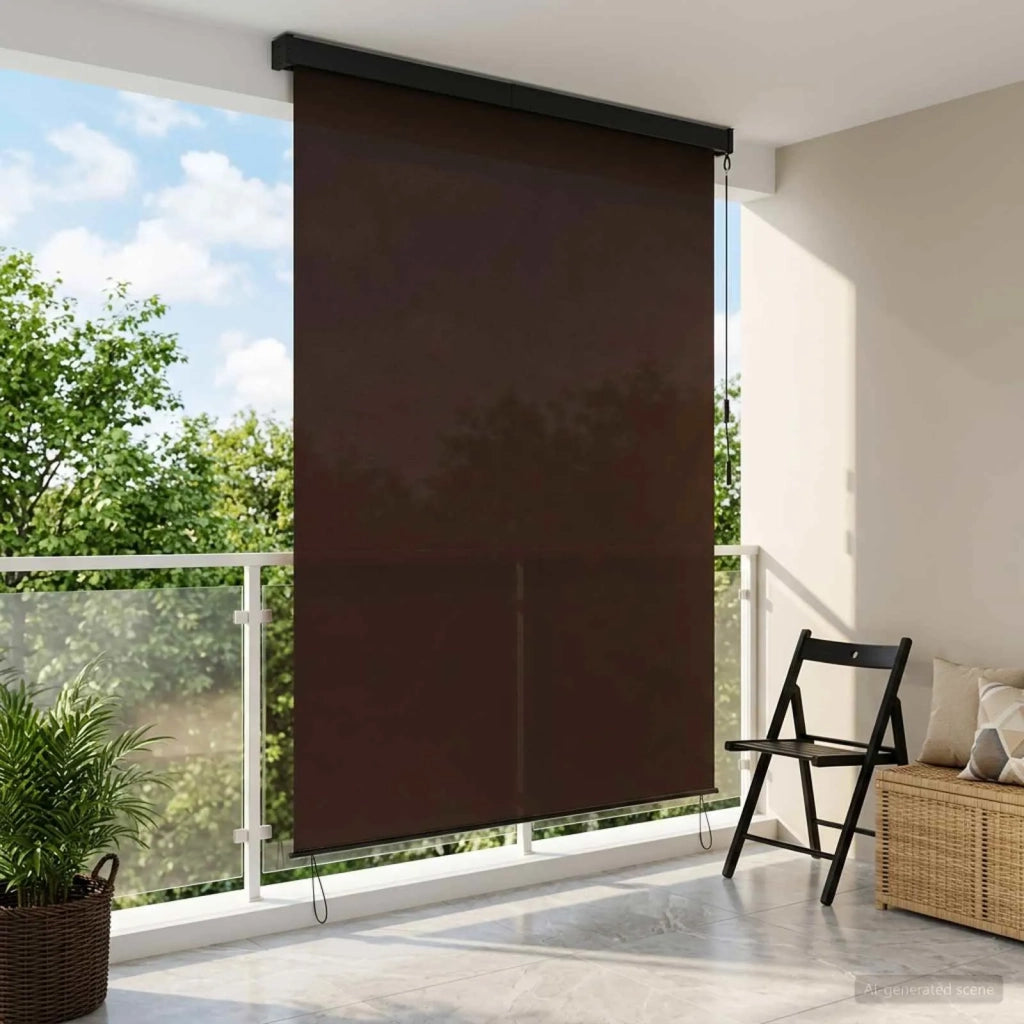 Tenda a rullo Marrone 140 x 250 cm Tessuto e Alluminio 42037188