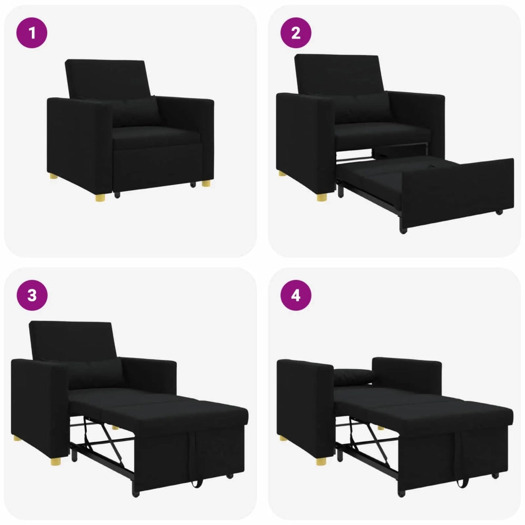 Divano letto estraibile singolo Nero 90 x 165 x 87 cm Tessuto 42002686
