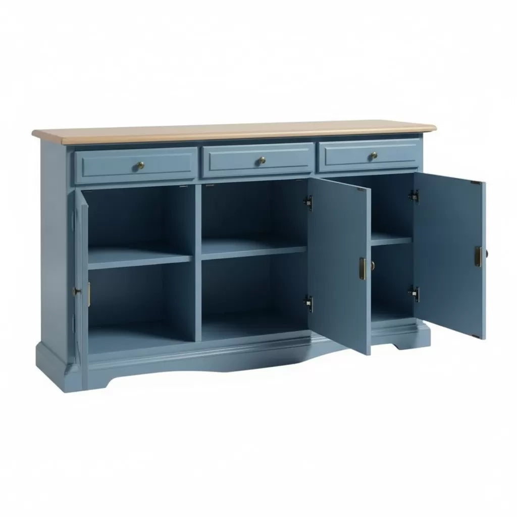 Madia credenza in legno laccato pennellato carta da zucchero  l.156 p.42 h.85 - Mobili 2G