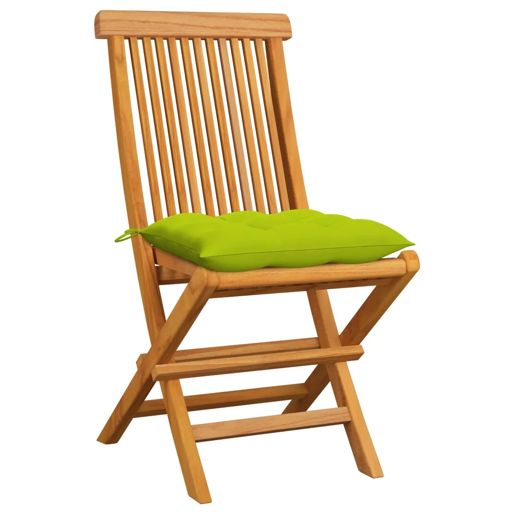 Sedie da Giardino Cuscini Verde Brillante 6 pz Massello di Teak 3065616