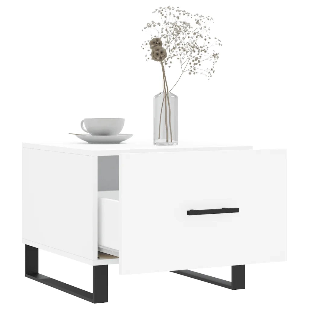 Tavolini da Salotto 2 pz Bianchi 50x50x40 cm Legno Multistrato 829445
