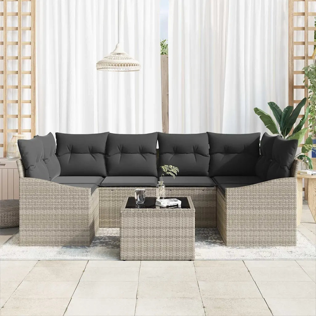 Set di divani 7 pcs Grigio chiaro e grigio scuro polyrattan
