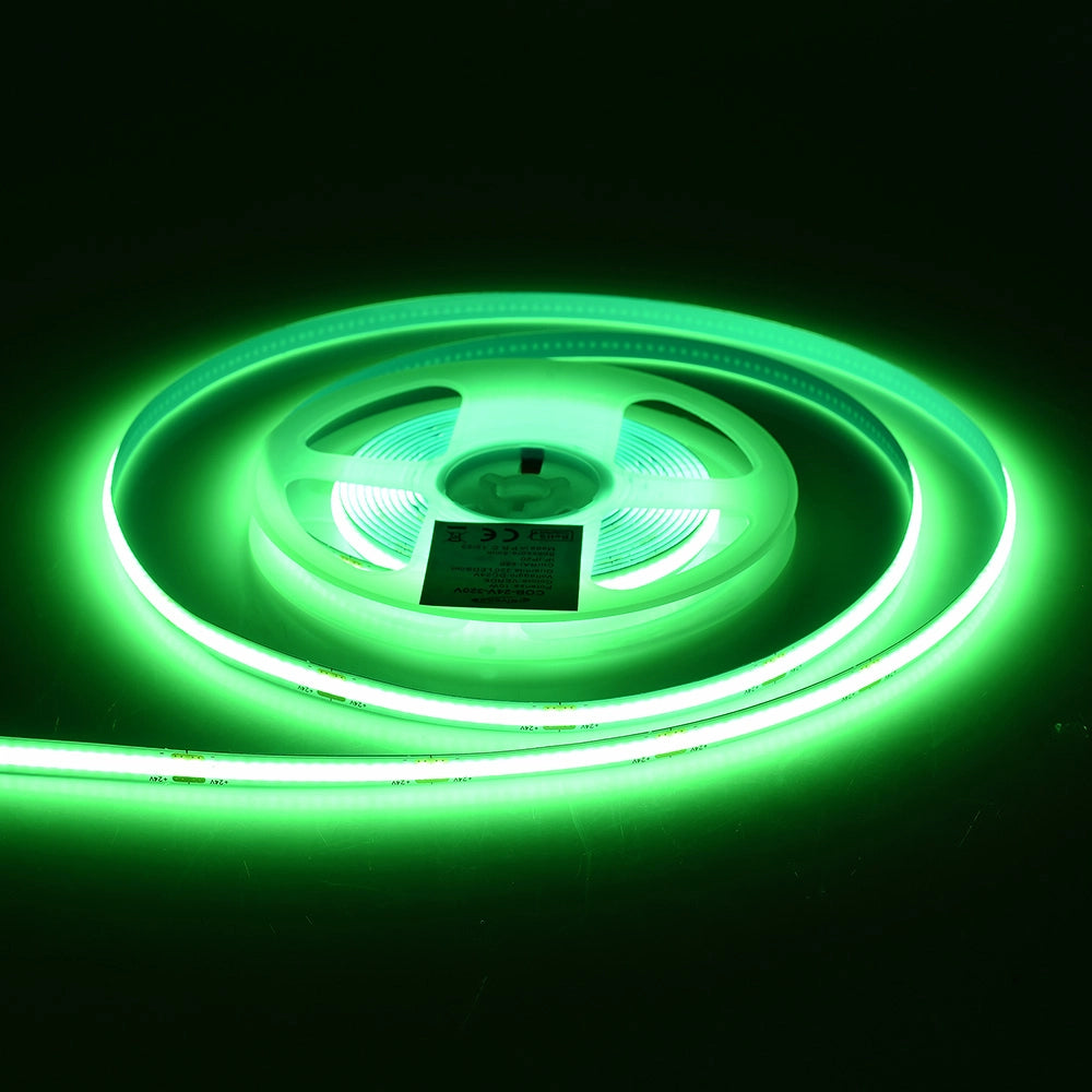 STRISCIA LED COB 5M TAGLIABILE LUCE VERDE A 24V - ALTA LUMINOSITA' FLESSIBILE E TAGLIABILE