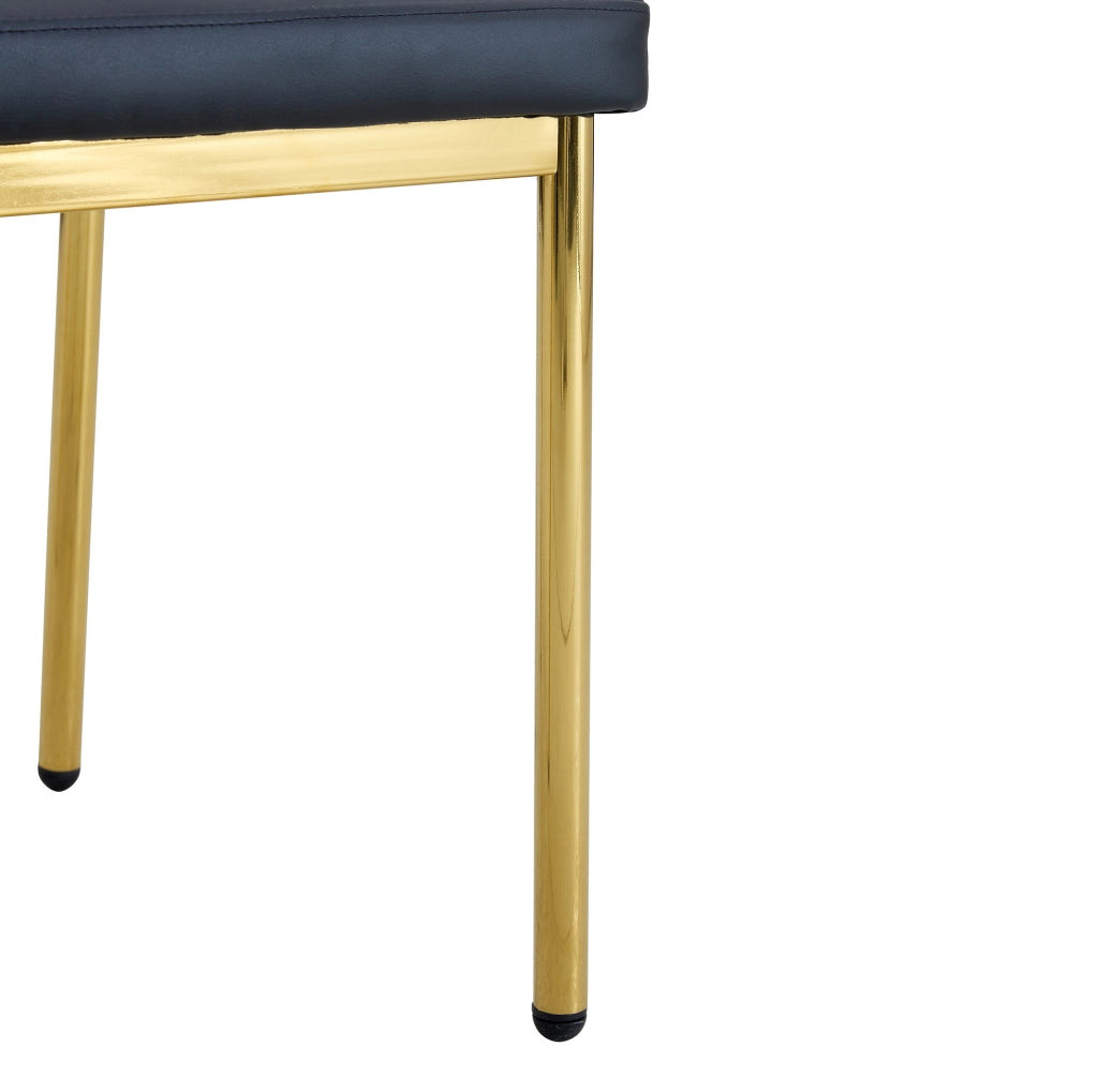 Set di 4 sedie da pranzo in PU nero e metallo oro; altezza 93 cm
