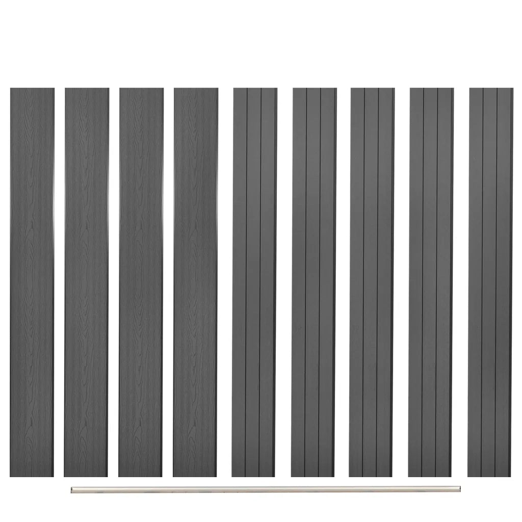 Pannelli di Ricambio per Recinzione 9 pz in WPC 170 cm Grigi cod mxl 18573