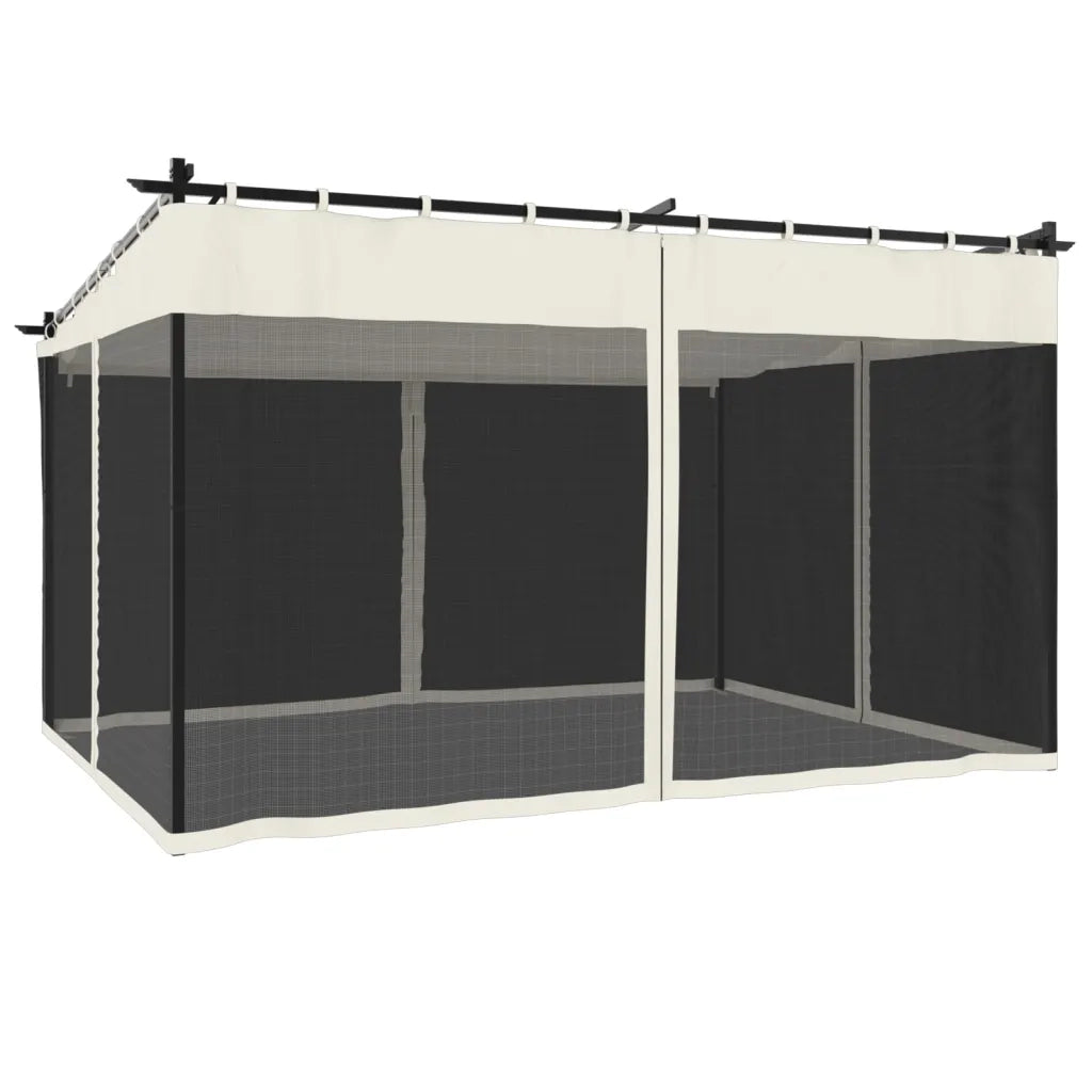 Gazebo | Pergolato con Pareti in Rete Crema 4x3 m in Acciaio