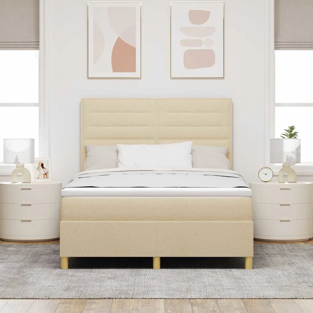 Letto a molle con materasso Crema 160 x 200 cm Tessuto 3339558