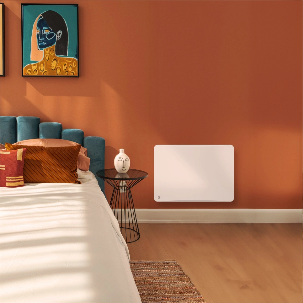 Radiatore elettrico fisso con inerzia ceramica a secco 1000W plug & play OVEO orizzontale bianco