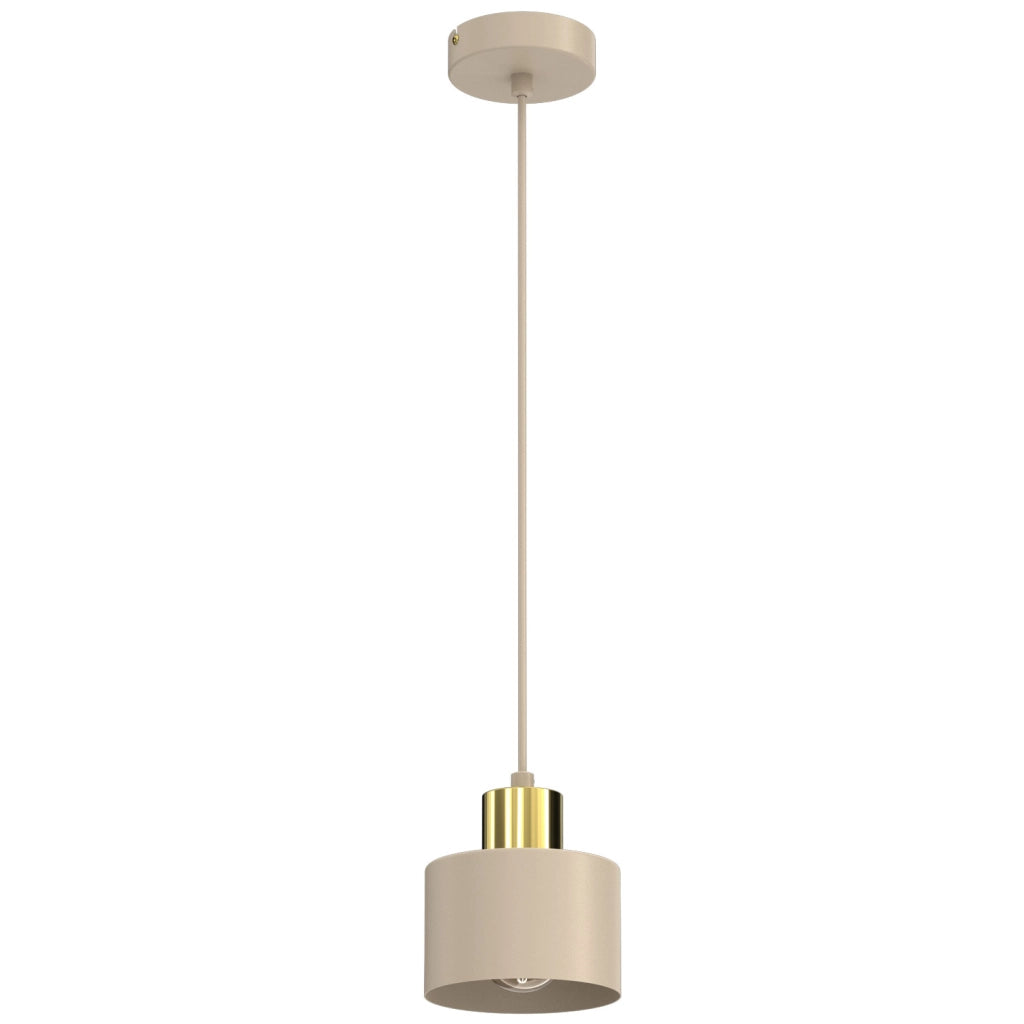 Lampada sospesa cilindrica Parkla 1xE27 beige oro Luminex