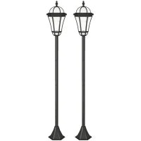 Set 2 Lampioni Solari per Giardino con 2 LED e Accensione Automatica, Nero