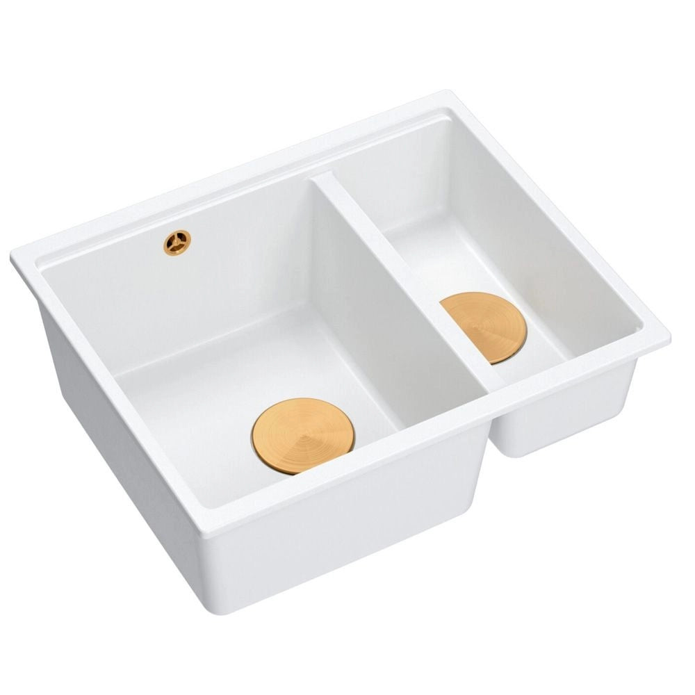 Lavello In Granito Logan 150 White Tappo acciaio