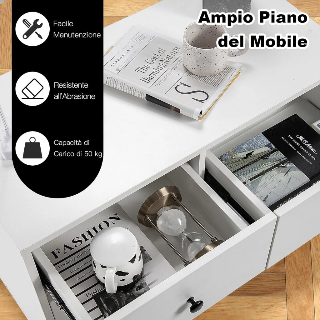 Cassettiera a 4 Cassetti, Cassettiera Moderna in Legno, per Soggiorno, Camera da Letto e Ingresso, 80 x 39,5 x 76 cm