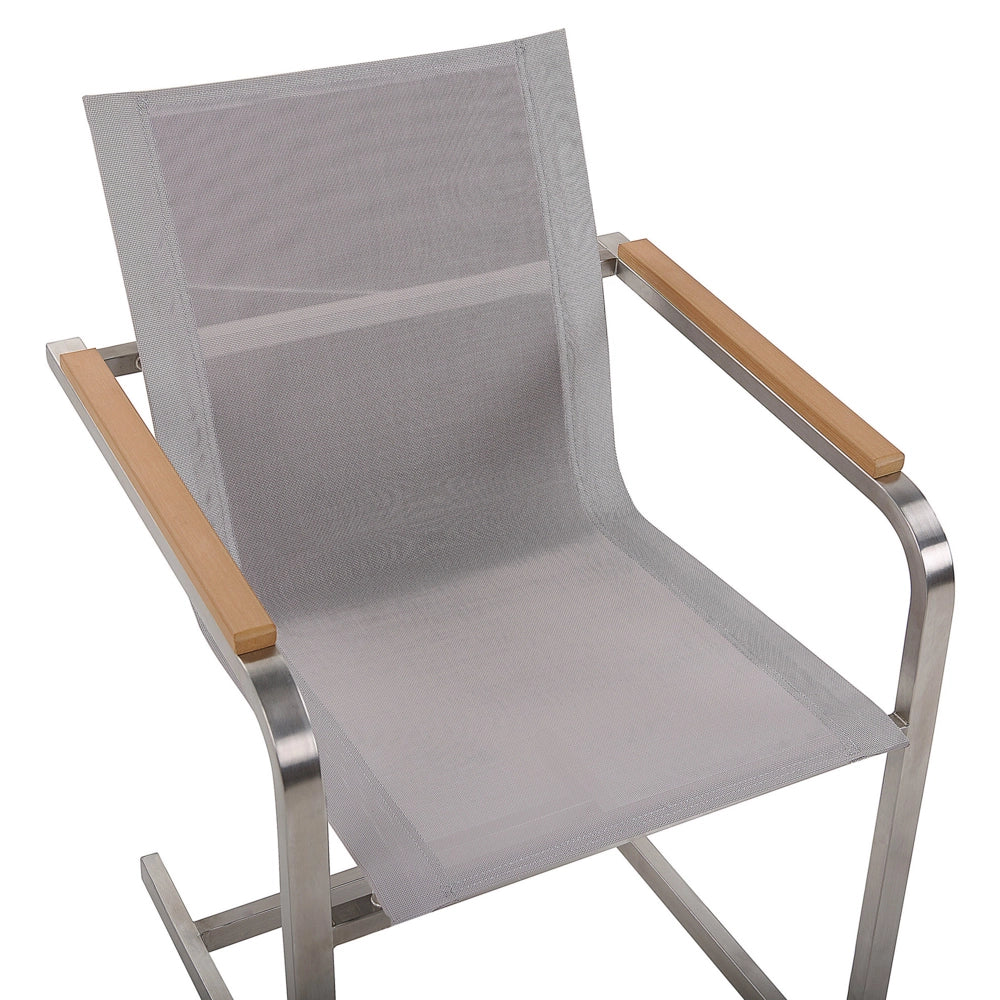 Set di 4 sedie da giardino beige con sedile sintetico struttura in acciaio inox stile cantilever