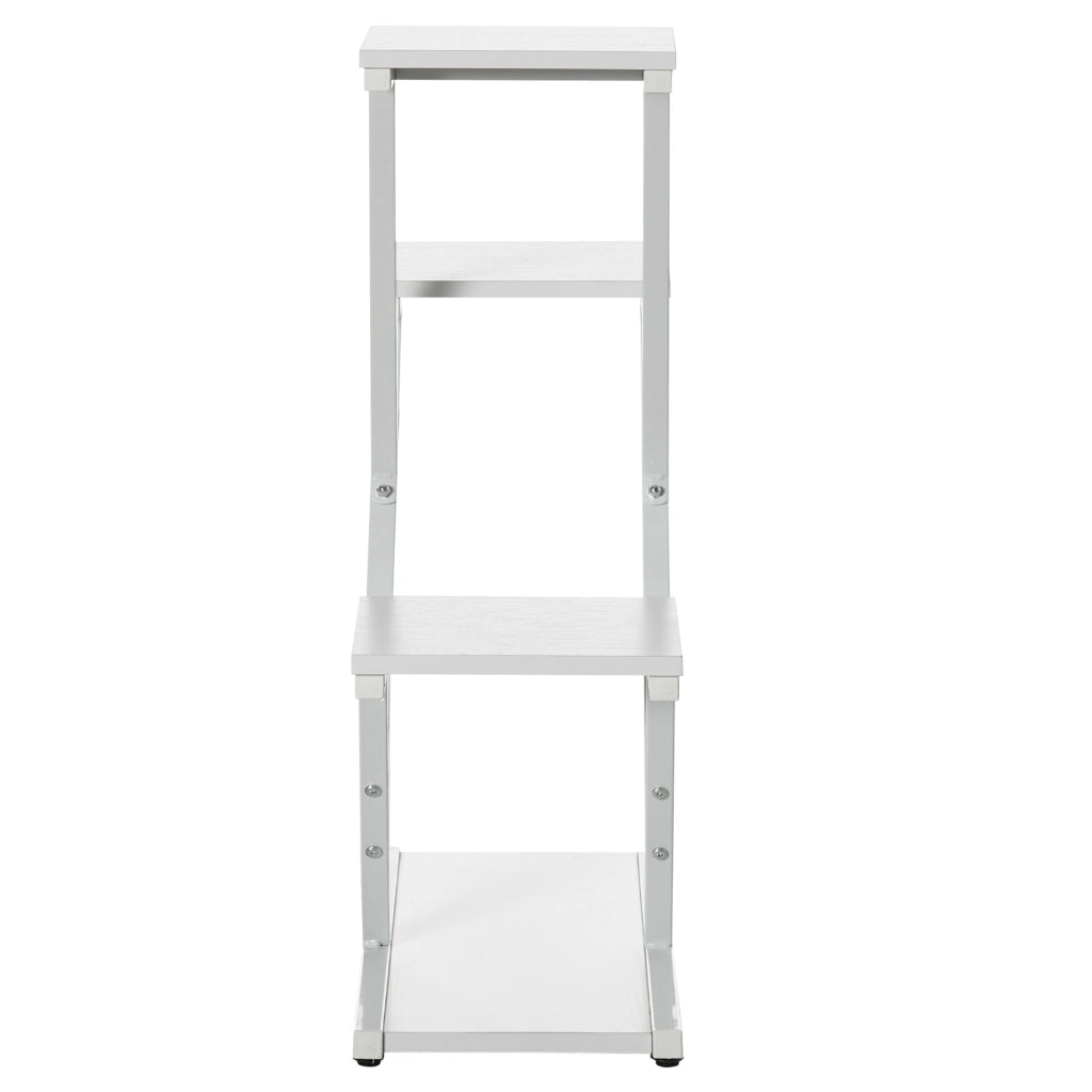 Easycomfort Scaletta Portavasi a 4 Livelli per Interni ed Esterni in MDF e Acciaio, 50.5x24x81 cm, Bianco