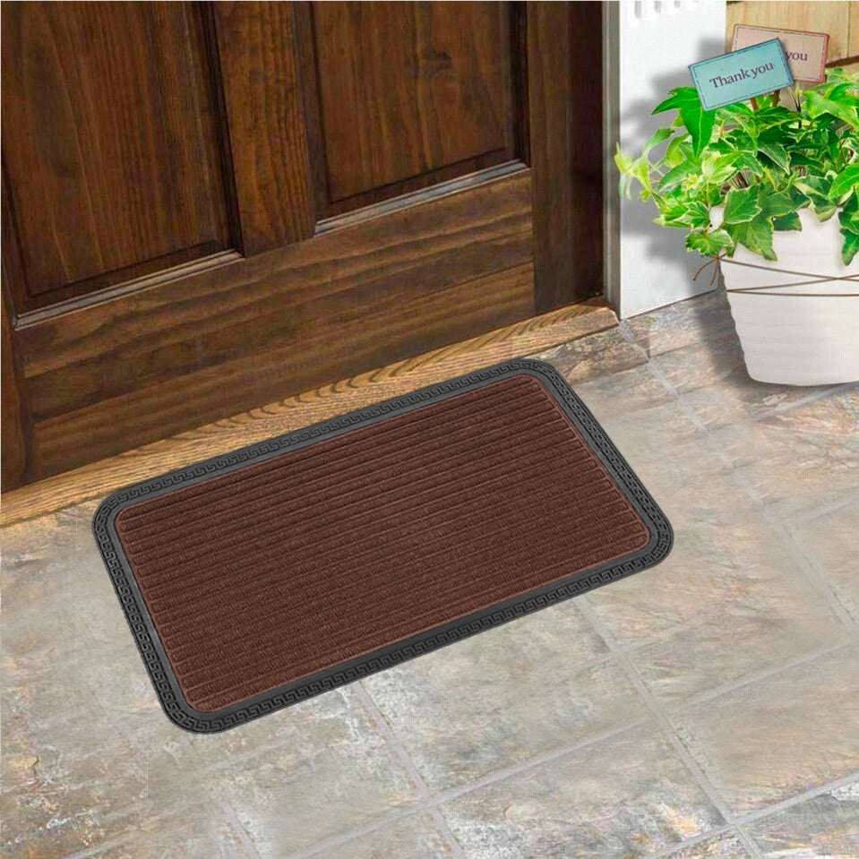 Zerbino Ingresso Antiscivolo Robusto Assorbente Tappeto Gommato Asciugapassi Marrone 25x60 cm