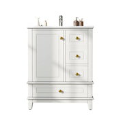 Mobile sottolavabo con 3 cassetti e anta Soft-Close; per bagno; in MDF e ceramica; 61x47x86 cm; bianco