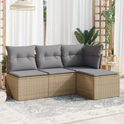 Set Divano da Giardino 4 pz con Cuscini Beige in Polyrattan 3249338