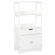 Mobiletto da Bagno con Mensole 2 Ante 1 Cassetto 60x33x122,5 cm in Legno Bianco