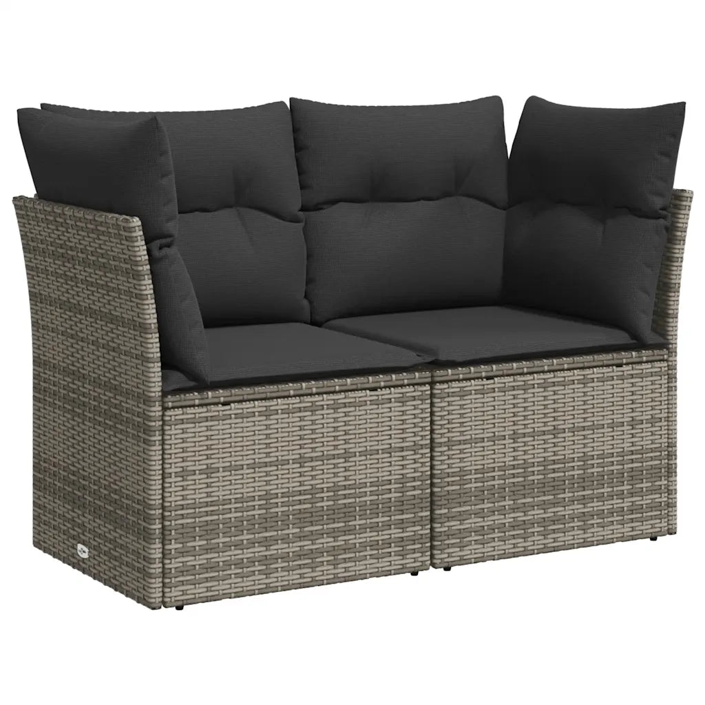 Divano da Giardino con Cuscini 2 Posti Grigio in Polyrattan 366137