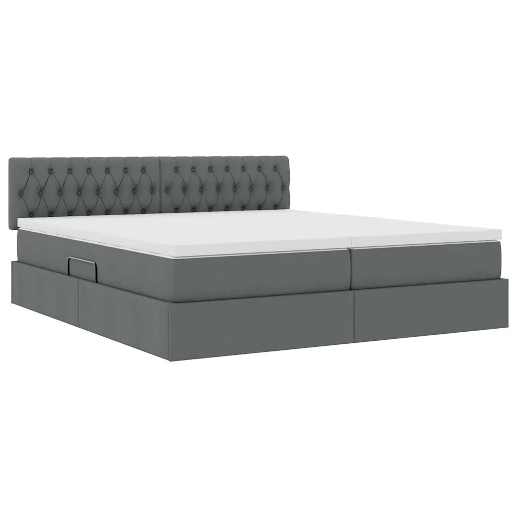 Letto con contenitore LED e materasso Grigio Scuro 180 x 200 cm