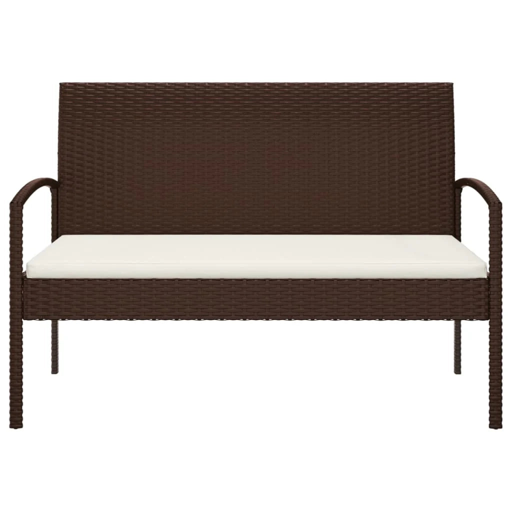 Panchina da giardino arredo esterno per patio terrazzo con cuscino marrone 105 cm resina intrecciata 02_0011517